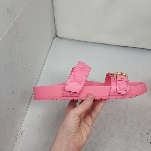 LOUIS VUITTON Pink LV Monogram Bom Dia Flat Slide Sandal - Picture 6 of 12